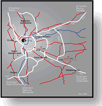 Plan pour accder  l'Aroport de Lyon Saint Exupry